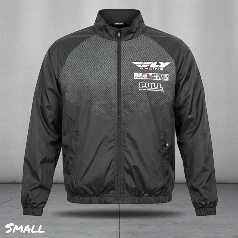Fly Racing Jacket Size SMALL Black‎ Windbreaker Full Zip USA MBX Top 10 District